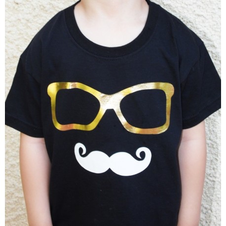 Tee-shirt personnalisé " Mister Moustache à mis ses lunettes" pour enfant