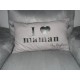 Coussin gris personnalisé "I Love maman by ...." noir pailleté