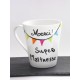 Mug cadeau maîtresse " Merci super maîtresse " avec fanions