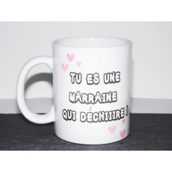 Mug personnalisé " Tu es une marraine qui déchiiiire ! " 