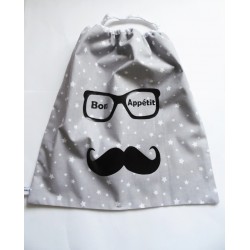 Serviette élastiquée de table "Mr. Moustache à mis ses lunettes" pour enfant