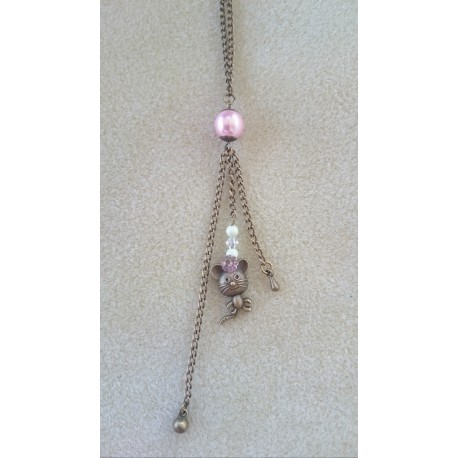 Collier Missy avec perles Swarovski - bijou couleur bronze