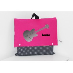 Cartable guitare " Rock N' Roll" pour enfant personnalisé par un prénom