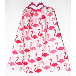 Serviette de table élastiquée " Flamant rose " pour enfant .