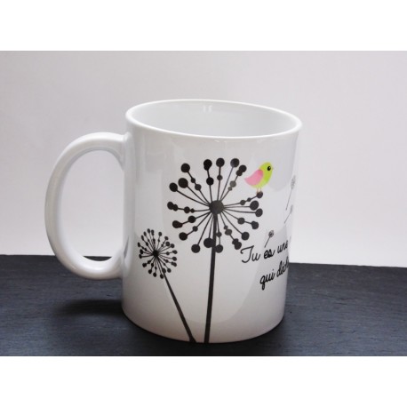 Mug dandelion personnalisé " Tu es une marraine qui déchiiire ! " 