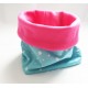 Col snood bleu turquoise et rose " Poussière d'étoiles " pour enfant