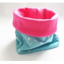 Col snood bleu turquoise et rose " Poussière d'étoiles " pour enfant