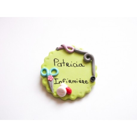 Badge rond à personnaliser pour infirmière, aide-soignante, sage-femme