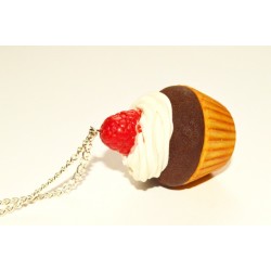 Sautoir cupcake chantilly & framboise