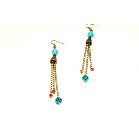 Boucles d'oreilles couleurs ethnique cristal Swarovski