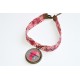 Bracelet Liberty Art Fabric mitsi rose cabochon" Une nounou d'enfer !"