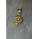 Collier Paon strass Swarovski et perle de verre turquoise