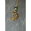Collier Paon strass Swarovski et perle de verre turquoise