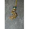 Collier Paon strass Swarovski et perle de verre turquoise