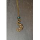 Collier Paon strass Swarovski et perle de verre turquoise