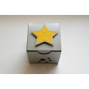 Boîte à dragées gris argentée et jaune" étoiles "