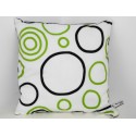 Coussin déco design "Bulles" blanc, noir ,vert