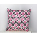 Coussin déco baroque arabesques roses et noires