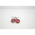 boucles d'oreilles dormeuse " Rose rouge " cabochon