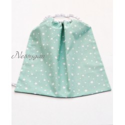 Serviette élastiquée de table " Poussière d'étoiles " vert d'eau