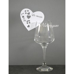 Marque-place cœur "Love " pour verre