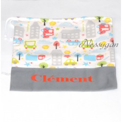 Sac de rangement chaussons, doudou " Voitures"