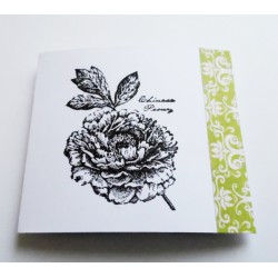 Faire-part de mariage blanc & vert avec une pivoine - carte invitation mariage