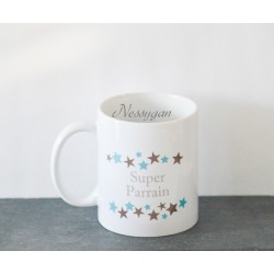 Mug étoilé personnalisé "Super parrain"