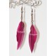 Boucles d'oreille avec plumes rose fuschia