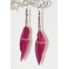 Boucles d'oreille avec plumes rose fuschia