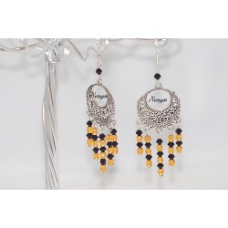 Boucles d'oreille "Gold and Black "perles de cristal Swarovki & de verre