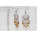 Boucles d'oreille "Gold and Black "perles de cristal Swarovki & de verre