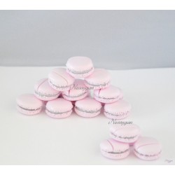 Marque-place macaron rose poudré et gris