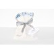 Pochon lin blanc et liberty étoiles bleues pour dragées baptême, mariage