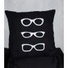 Coussin noir & blanc personnalisé avec des lunettes"Look at me"