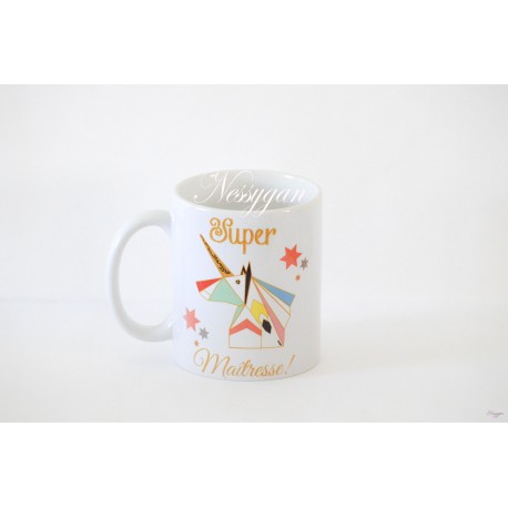 Mug licorne "Super maîtresse"