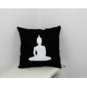 Coussin noir & blanc silhouette Bouddha