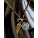 Collier globe en verre avec micro billes bleues