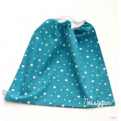 Serviette de table élastiquée" Poussière d'étoiles " bleue turquoise