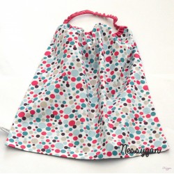 Serviette de table élastiquée " Petites bulles roses & bleues"