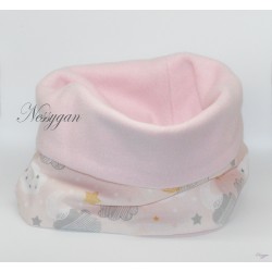 Snood " Dans les nuages " polaire rose