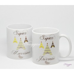 Mug Super parrain ou Super marraine thème tipi