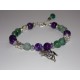 Bracelet Bohème Fairy pierres de Gemmes violettes et vertes