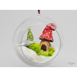 Boule de Noël XL "Maison d'un petit lutin" personnalisée par un prénom