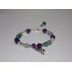 Bracelet Bohème Fairy pierres de Gemmes violettes et vertes