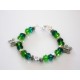 Bracelet papillon et perles de verre turquoises / vertes