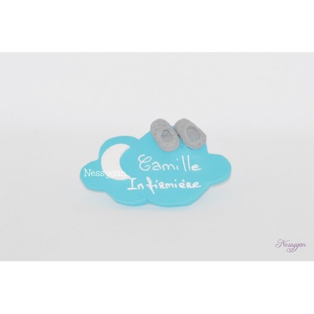 Badge nuage personnalisé pour infirmière, aide-soignante, sage-femme