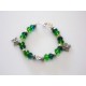 Bracelet papillon et perles de verre turquoises / vertes