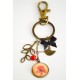 Porte-clef cabochon coquelicot