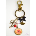 Porte-clef cabochon coquelicot